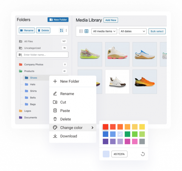 filebird-change-color-folders-1.png FileBird - WordPress Media Library Folders